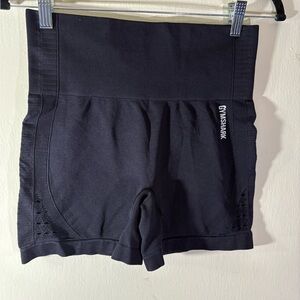 Gymshark Women's Dark Gray Bike Shorts, with eyelets, glute contouring, size M